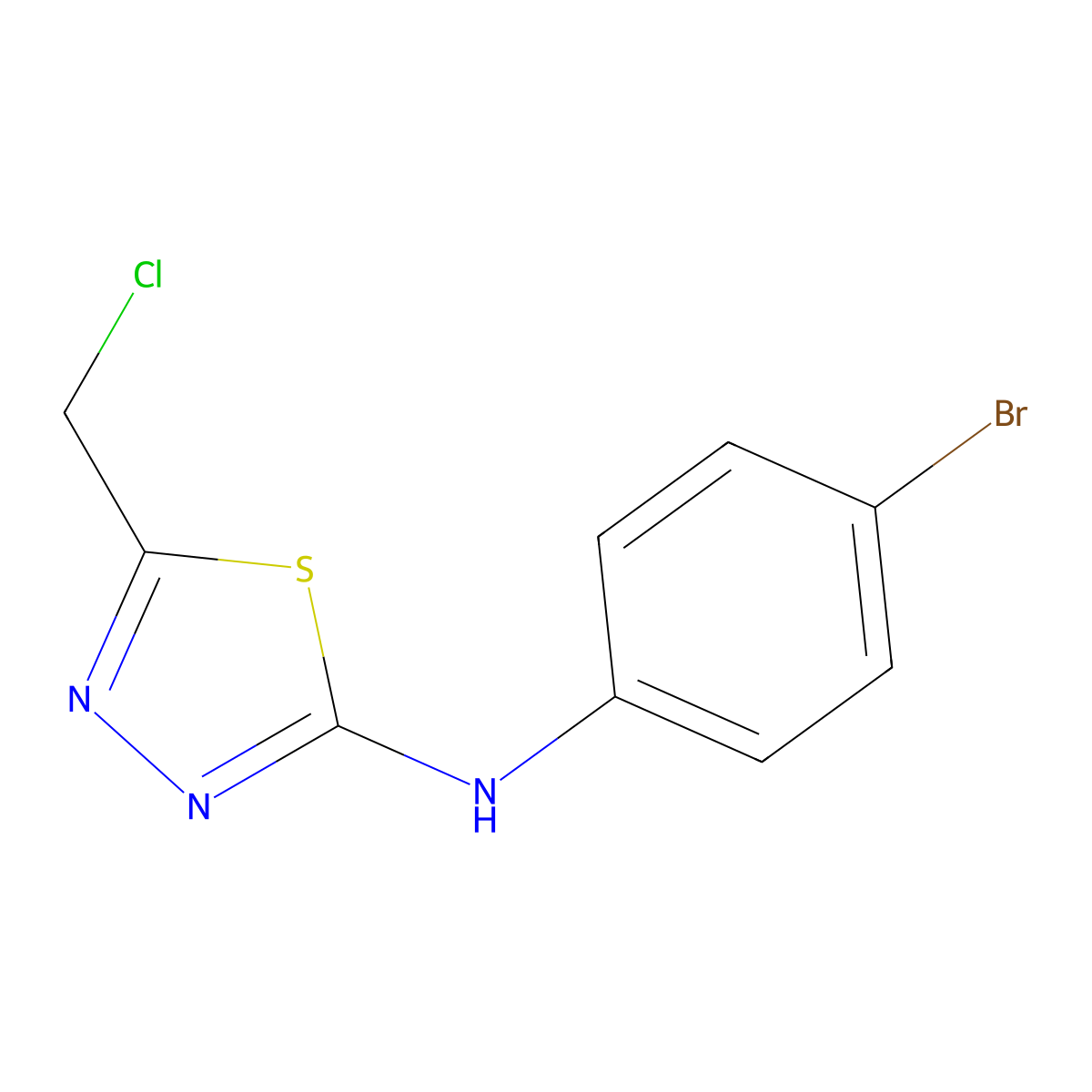 N-(4-Bromophenyl)-5-(chloromethyl)-1,3,4-thiadiazol-2-amine molecular structure, CAS 7118-92-5