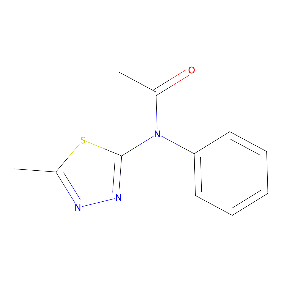 N-(5-methyl-1,3,4-thiadiazol-2-yl)-N-phenylacetamide molecular structure, CAS 7118-95-8
