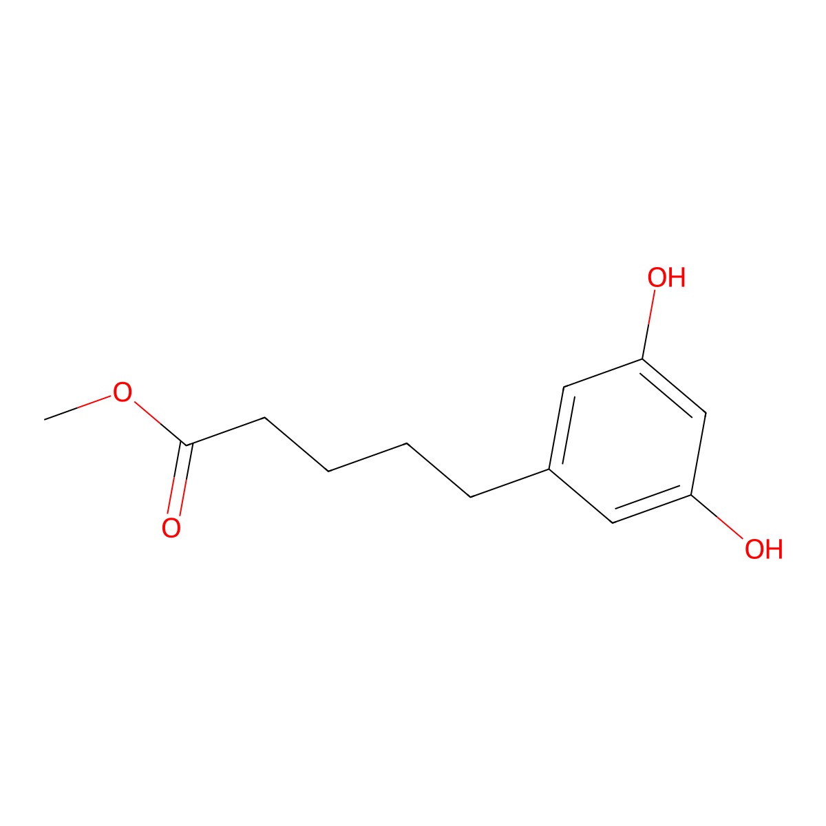 Methyl 5-(3,5-dihydroxyphenyl)pentanoate molecular structure, CAS 71186-11-3