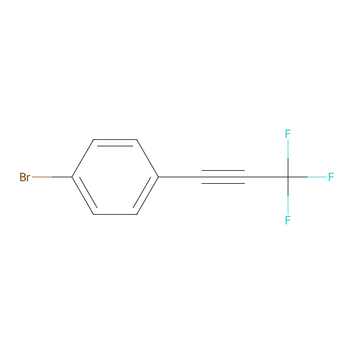 1-Bromo-4-(3,3,3-trifluoroprop-1-yn-1-yl)benzene molecular structure, CAS 7119-09-7