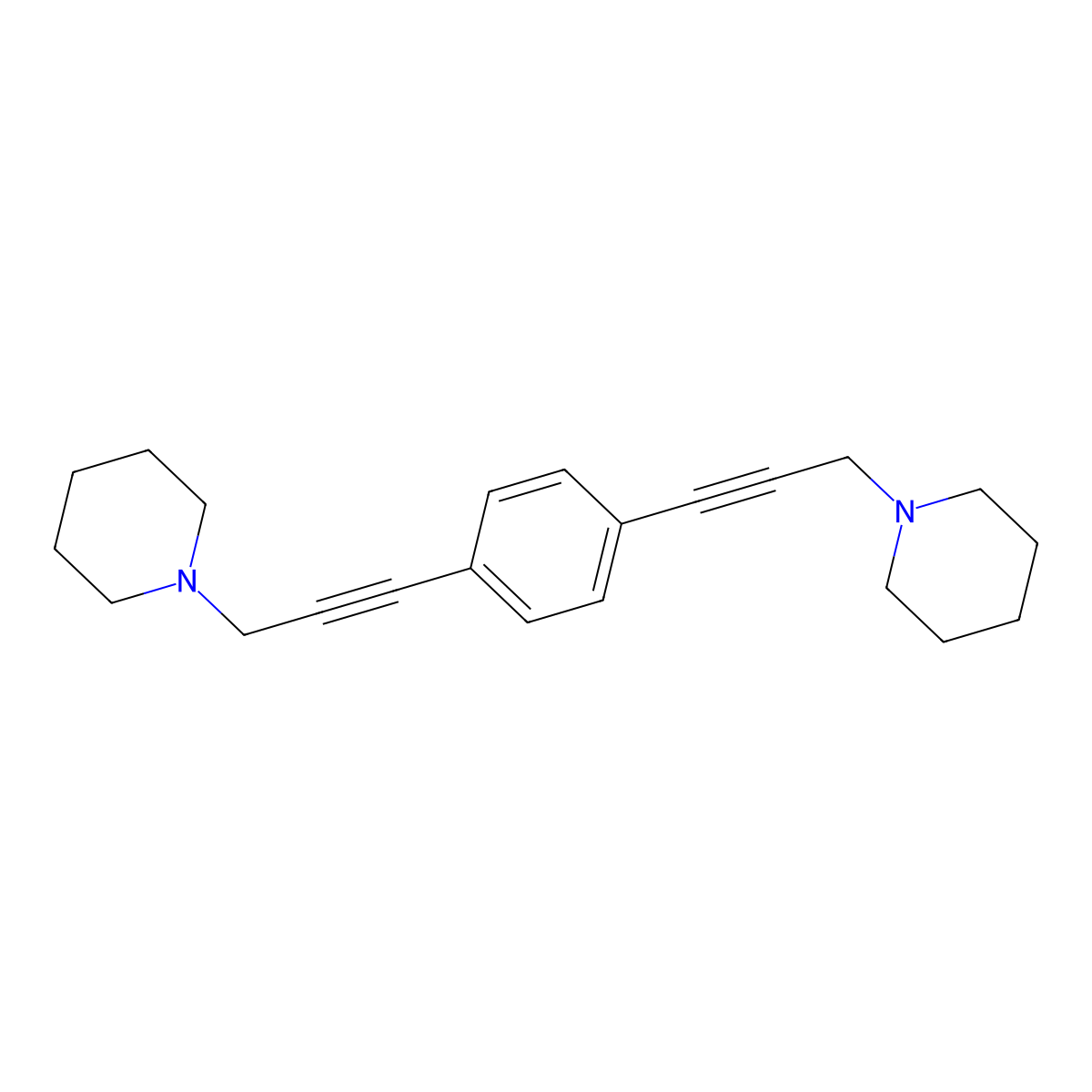 1-[3-[4-(3-Piperidin-1-ylprop-1-ynyl)phenyl]prop-2-ynyl]piperidine molecular structure, CAS 7119-39-3