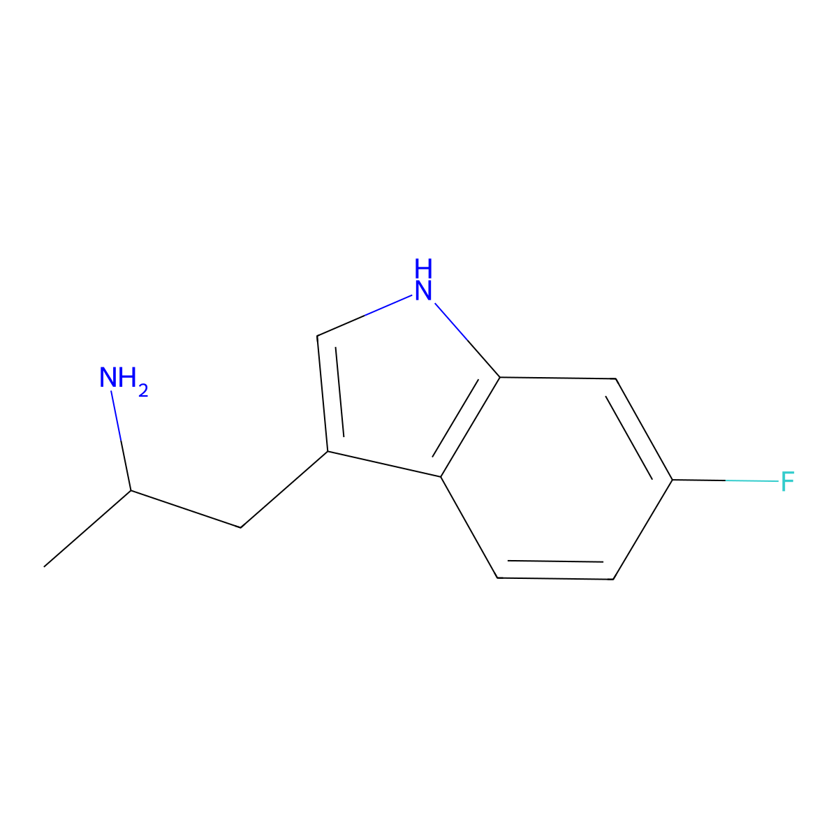 6-Fluoro-alpha-methyltryptamine molecular structure, CAS 712-11-8