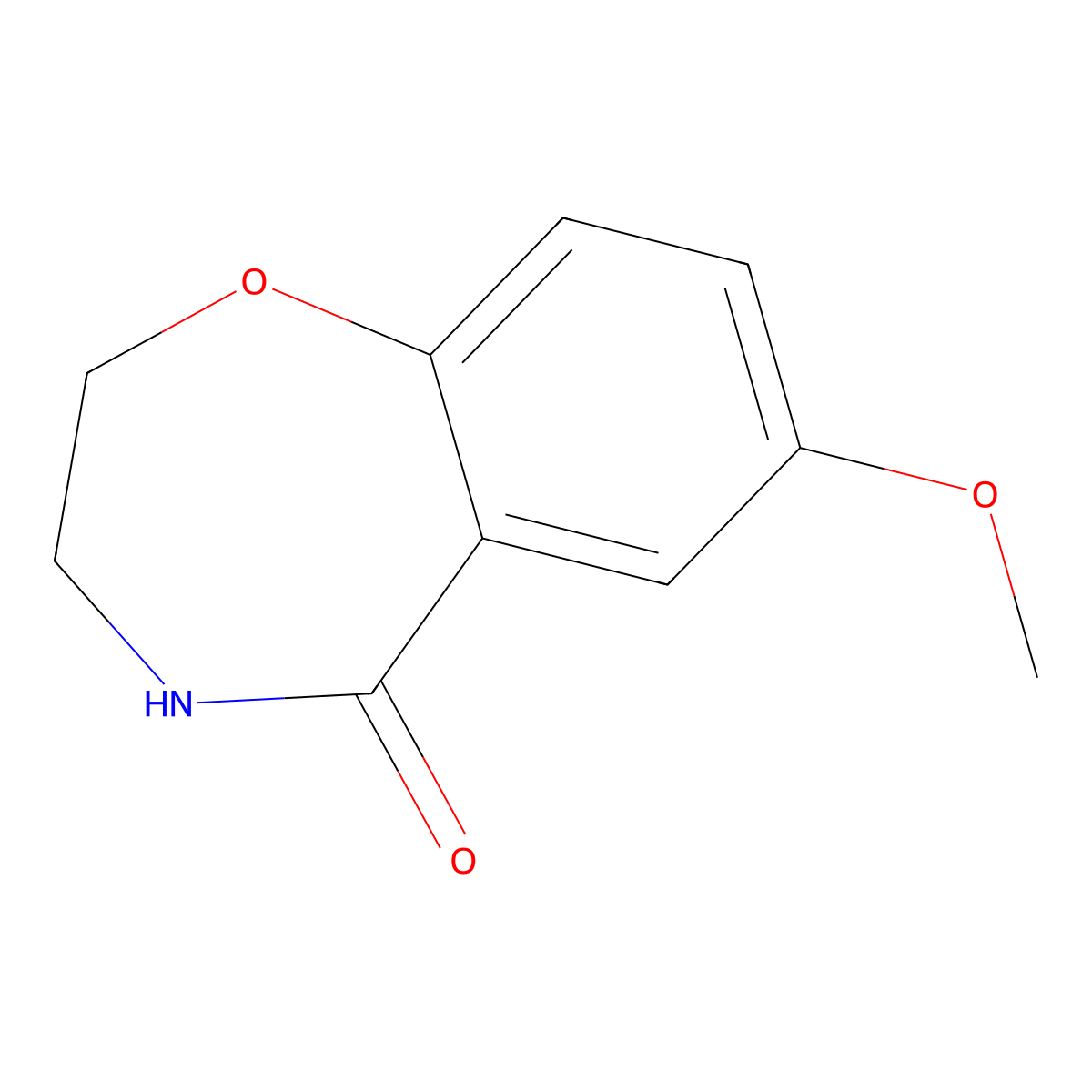 7-Methoxy-3,4-dihydro-1,4-benzoxazepin-5(2H)-one molecular structure, CAS 712-26-5