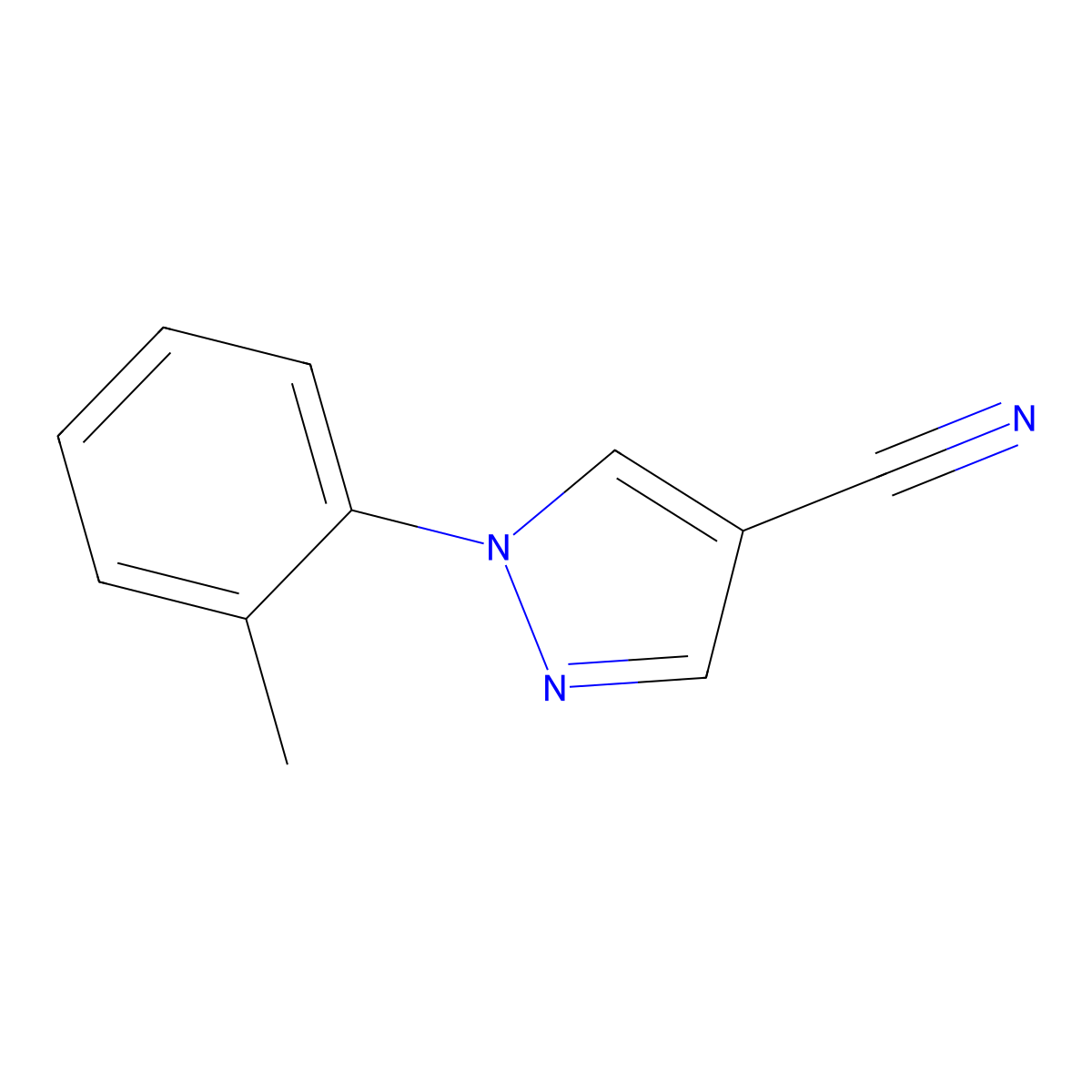 1-(o-Tolyl)-1H-pyrazole-4-carbonitrile molecular structure, CAS 712-39-0