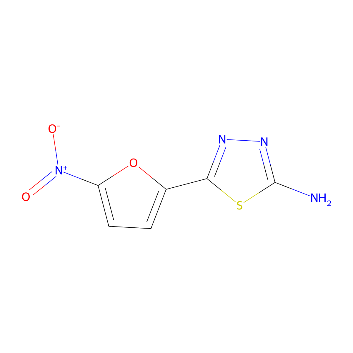 2-Amino-5-(5-nitro-2-furyl)-1,3,4-thiadiazole molecular structure, CAS 712-68-5