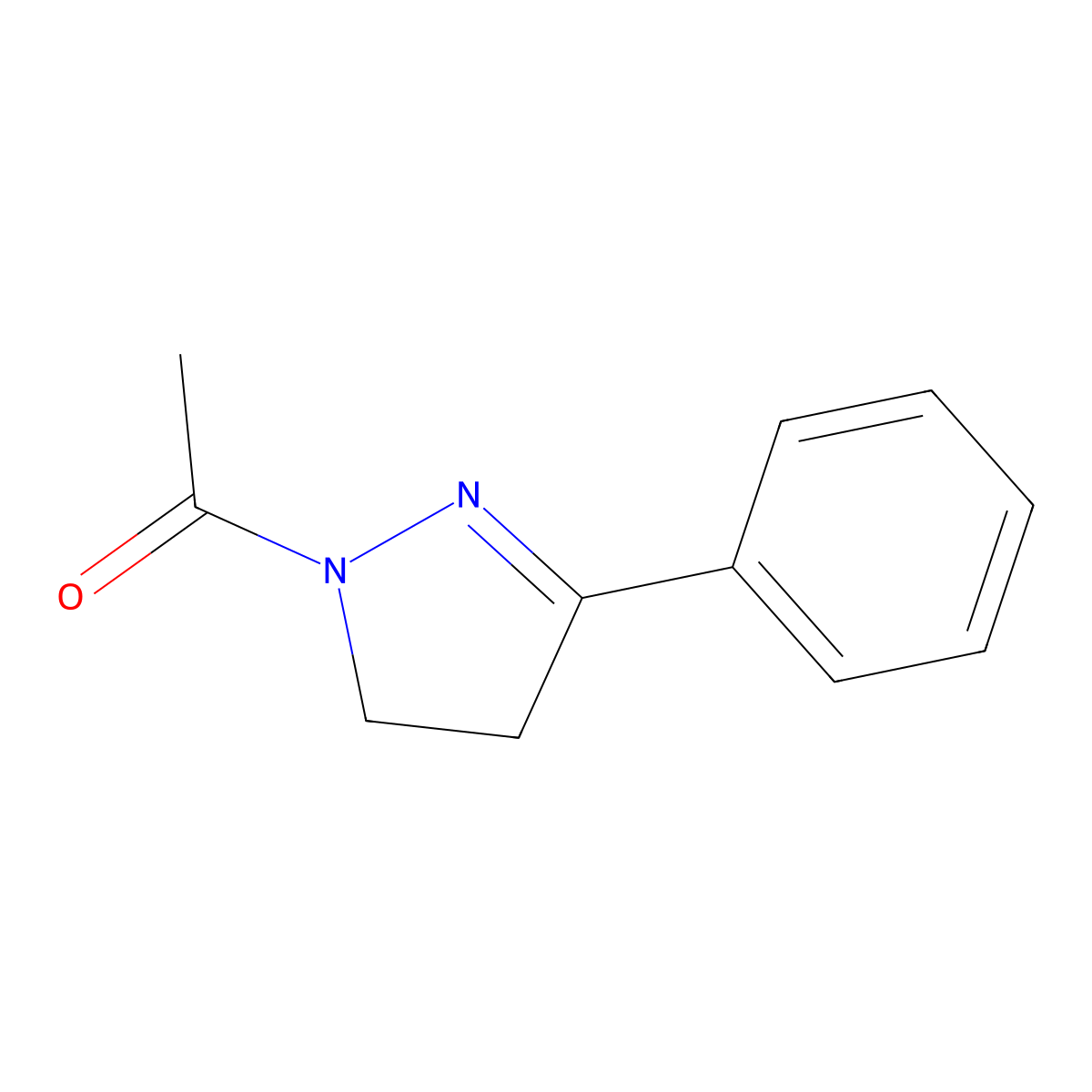 1-(5-Phenyl-3,4-dihydropyrazol-2-yl)ethanone molecular structure, CAS 712-69-6
