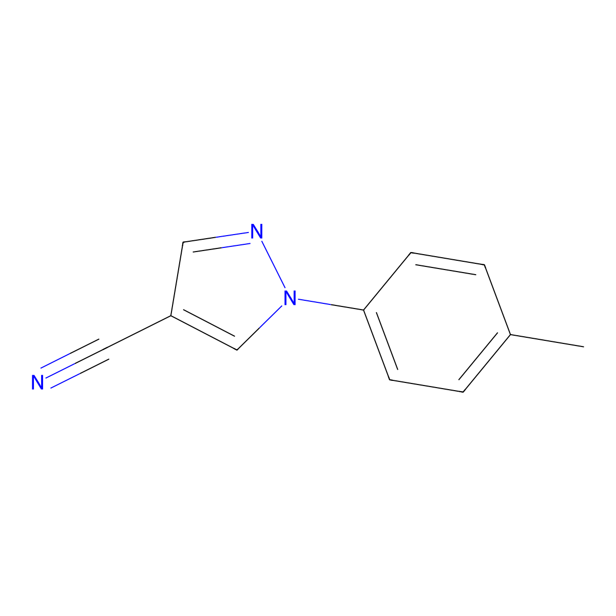 1-(p-Tolyl)-1H-pyrazole-4-carbonitrile molecular structure, CAS 712-72-1