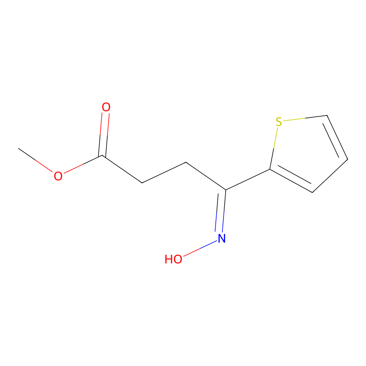 Methyl (4Z)-4-(hydroxyimino)-4-(2-thienyl)butanoate molecular structure, CAS 712-85-6
