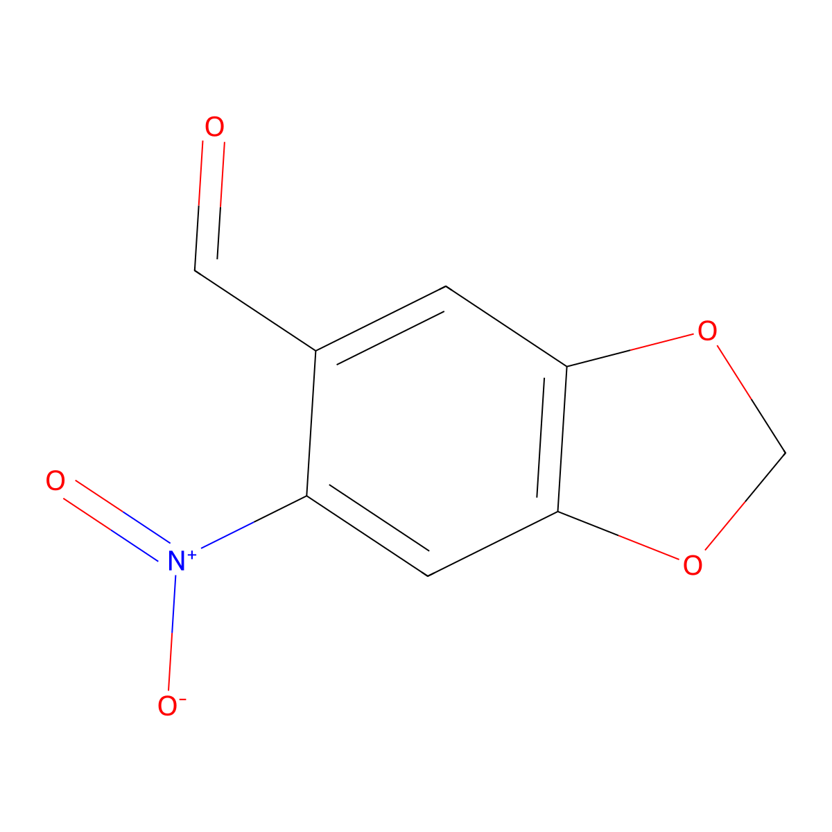 6-Nitro-1,3-benzodioxole-5-carboxaldehyde molecular structure, CAS 712-97-0