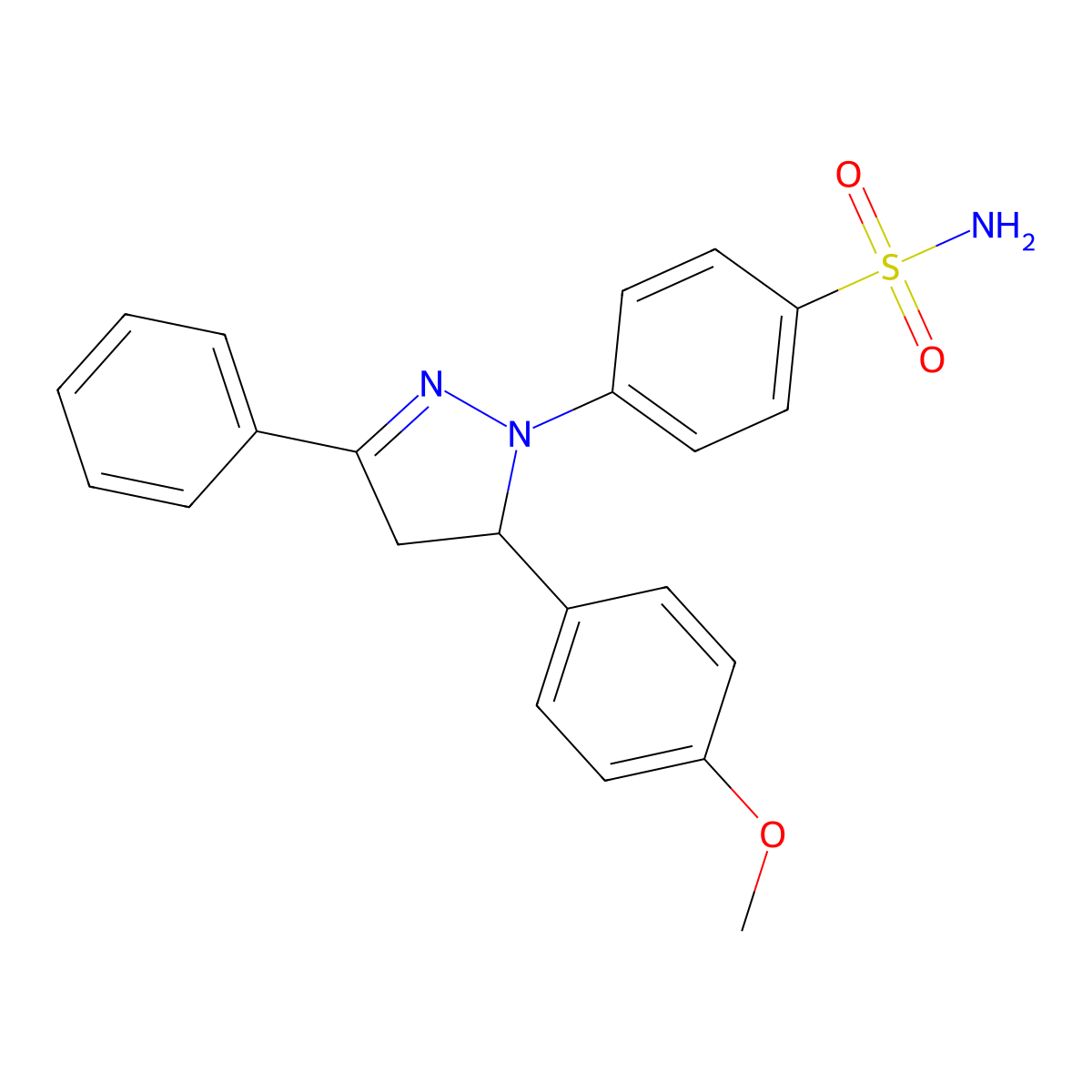 4-(5-(4-methoxyphenyl)-3-phenyl-4,5-dihydro-1H-pyrazol-1-yl)benzenesulfonamide molecular structure, CAS 71203-35-5