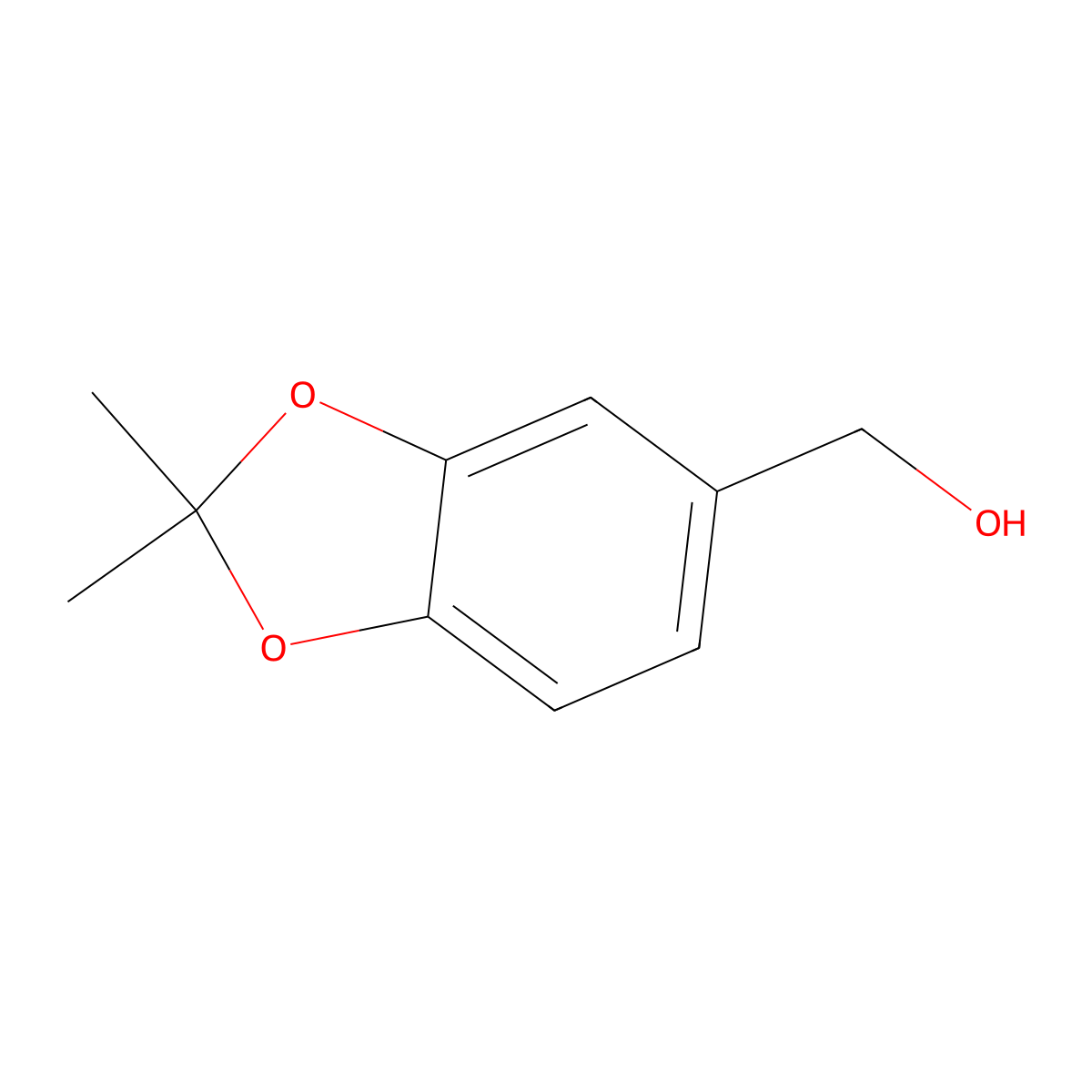 1,3-Benzodioxole-5-methanol, 2,2-dimethyl- molecular structure, CAS 71203-57-1
