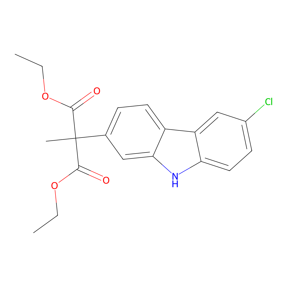 Diethyl (6-chloro-9H-carbazol-2-yl)methylmalonate molecular structure, CAS 71208-55-4
