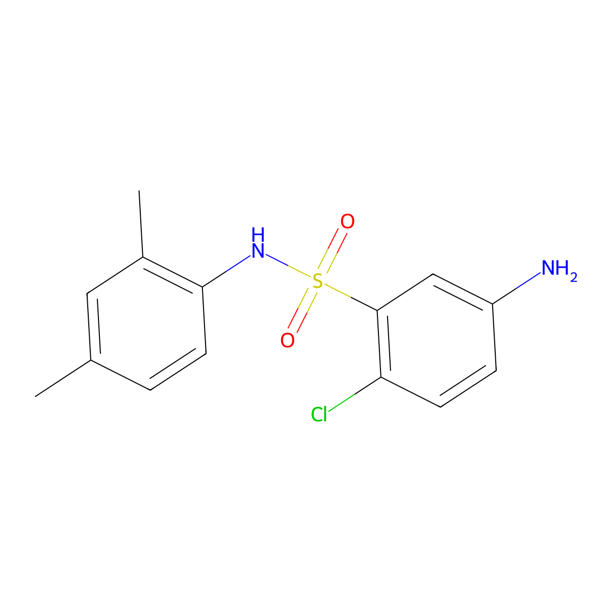 Benzenesulfonamide, 5-amino-2-chloro-N-(2,4-dimethylphenyl)- molecular structure, CAS 71215-81-1