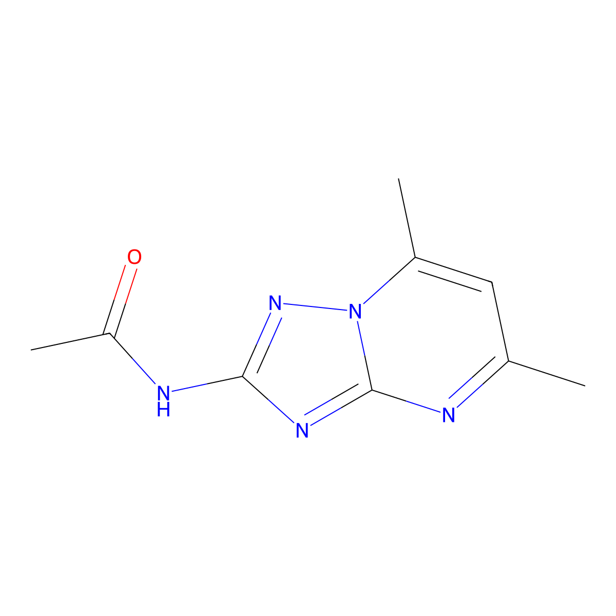 N-(5,7-dimethyl[1,2,4]triazolo[1,5-a]pyrimidin-2-yl)acetamide molecular structure, CAS 7122-73-8