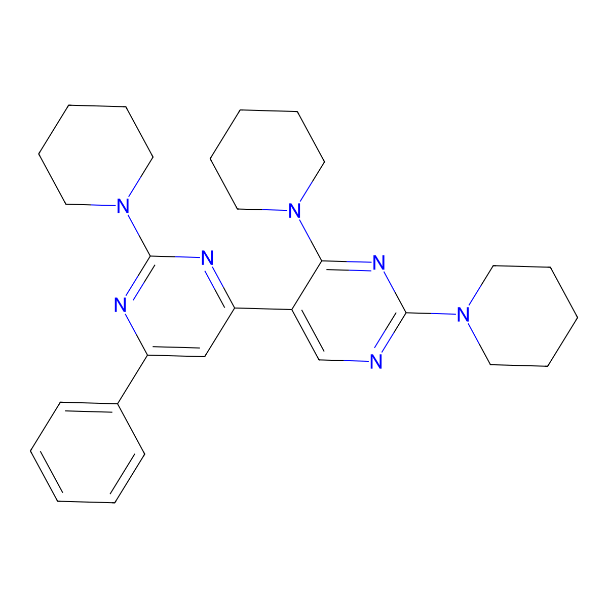 4-[2,4-Di(piperidin-1-yl)pyrimidin-5-yl]-6-phenyl-2-piperidin-1-ylpyrimidine molecular structure, CAS 71224-21-0