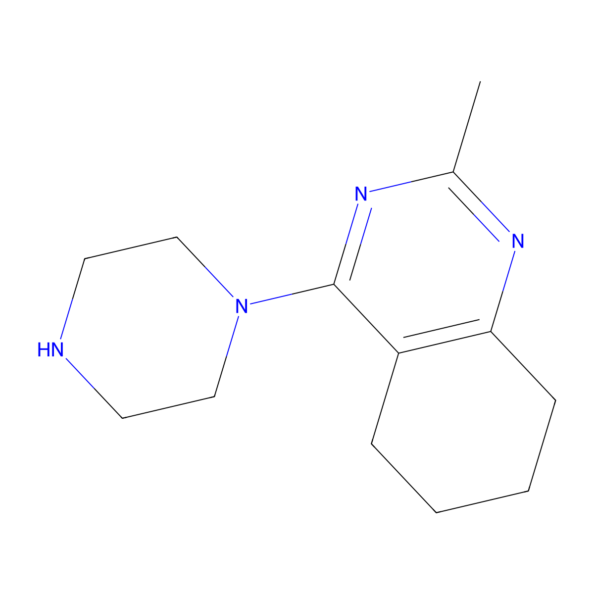 2-Methyl-4-(piperazin-1-yl)-5,6,7,8-tetrahydroquinazoline molecular structure, CAS 712260-04-3