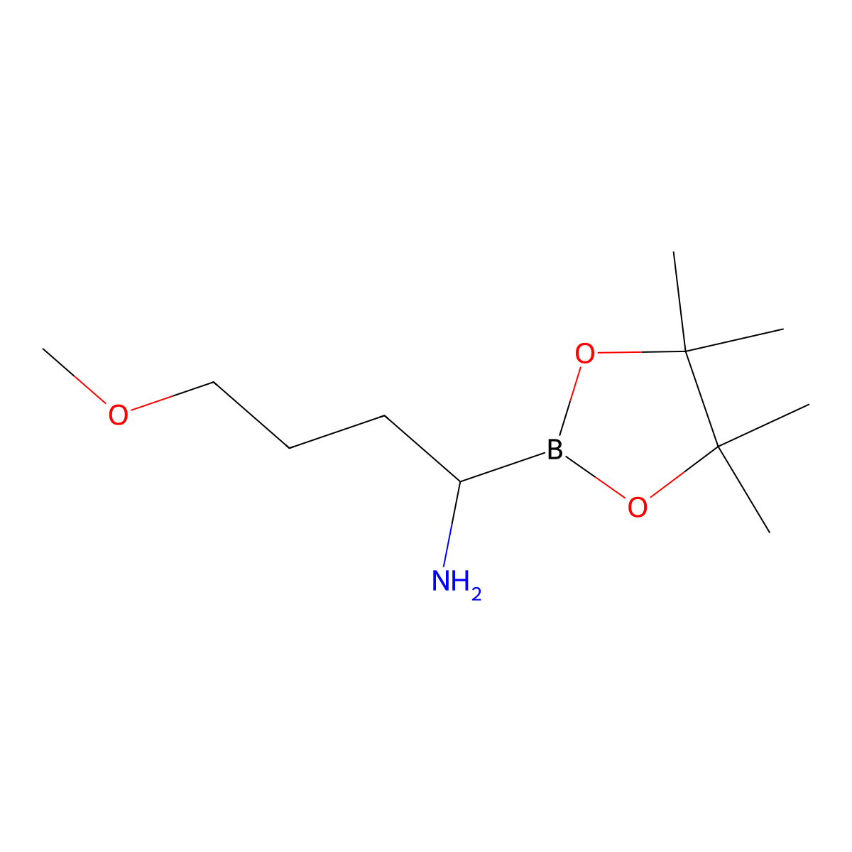 4-Methoxy-1-(4,4,5,5-tetramethyl-1,3,2-dioxaborolan-2-yl)butan-1-amine molecular structure, CAS 712261-40-0