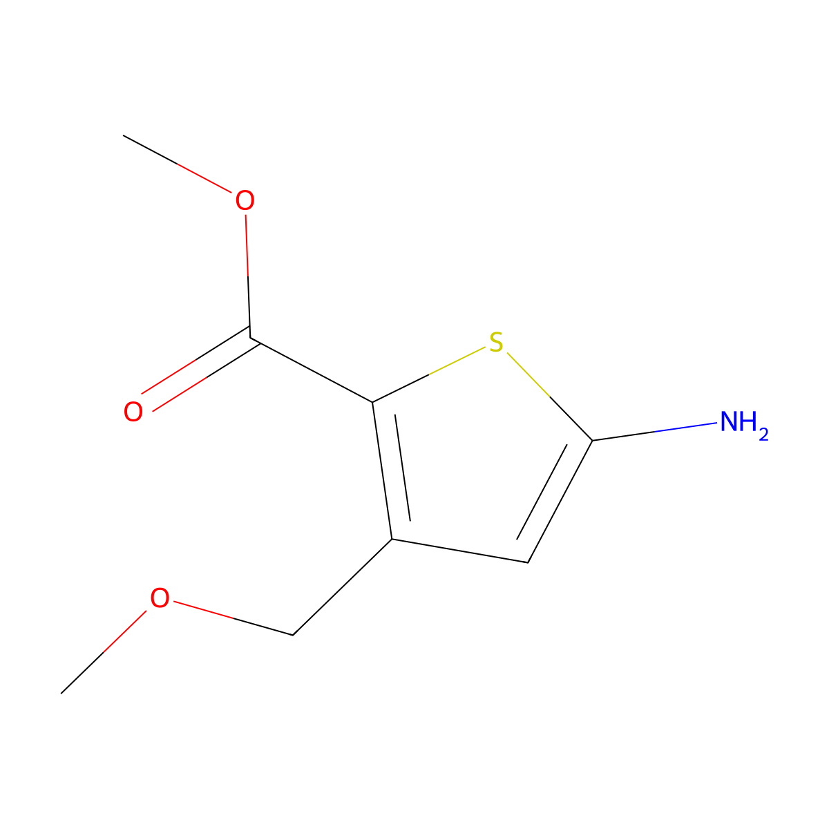 Methyl 5-amino-3-(methoxymethyl)thiophene-2-carboxylate molecular structure, CAS 712262-13-0