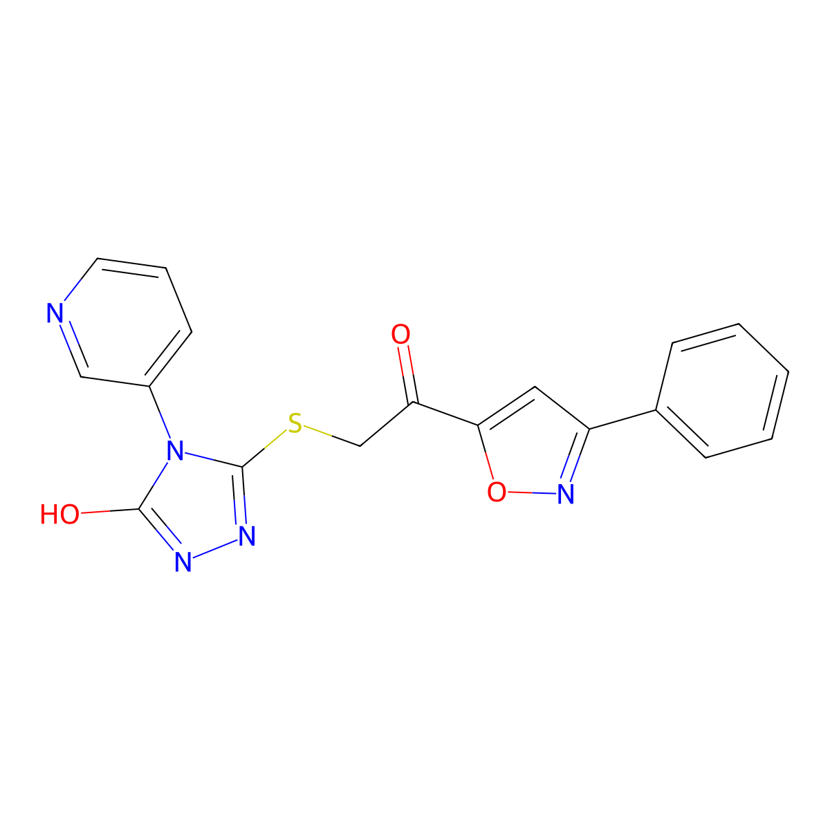 3-[2-oxo-2-(3-phenyl-1,2-oxazol-5-yl)ethyl]sulfanyl-4-pyridin-3-yl-1H-1,2,4-triazol-5-one molecular structure, CAS 712270-97-8