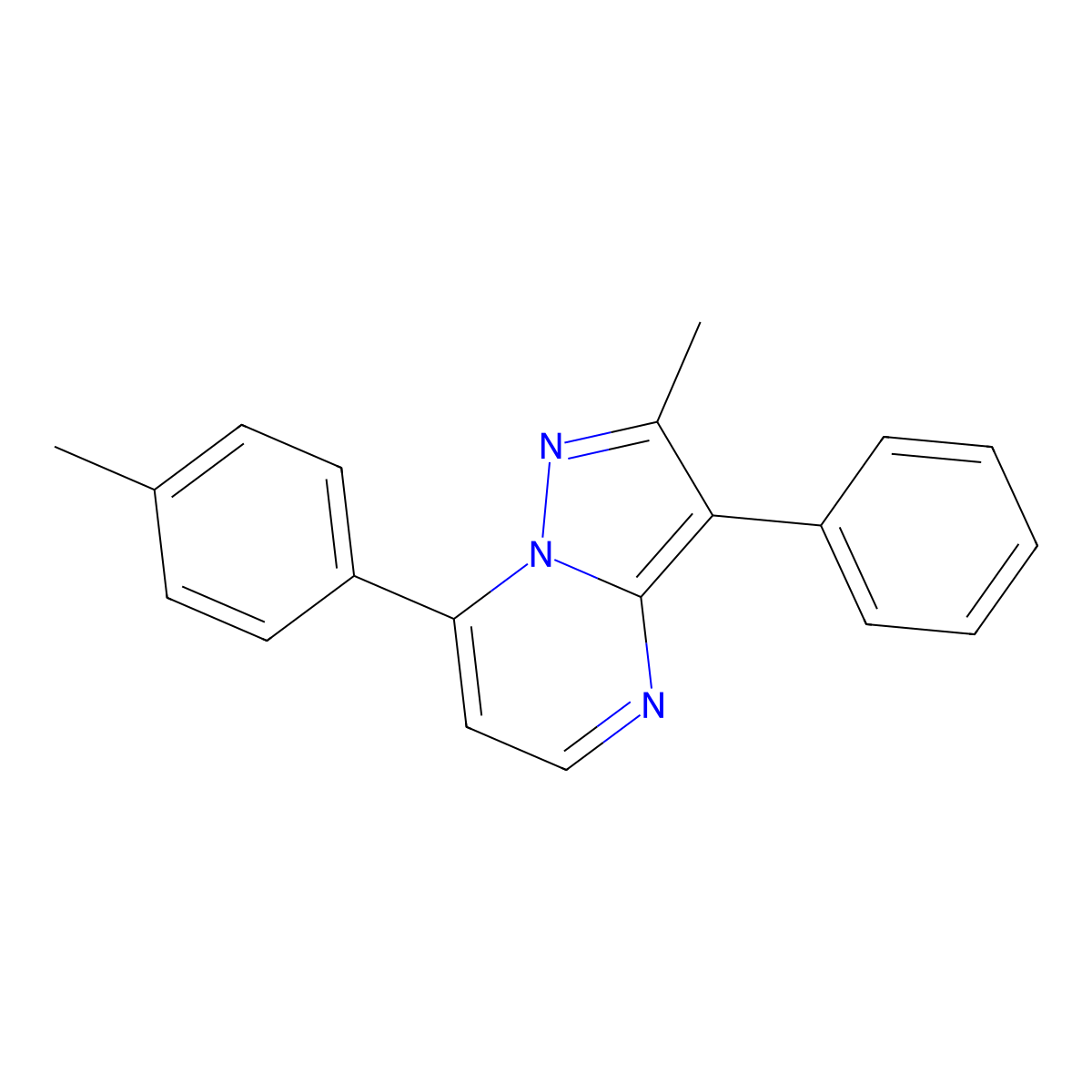 2-Methyl-7-(4-methylphenyl)-3-phenylpyrazolo[1,5-a]pyrimidine molecular structure, CAS 712274-42-5