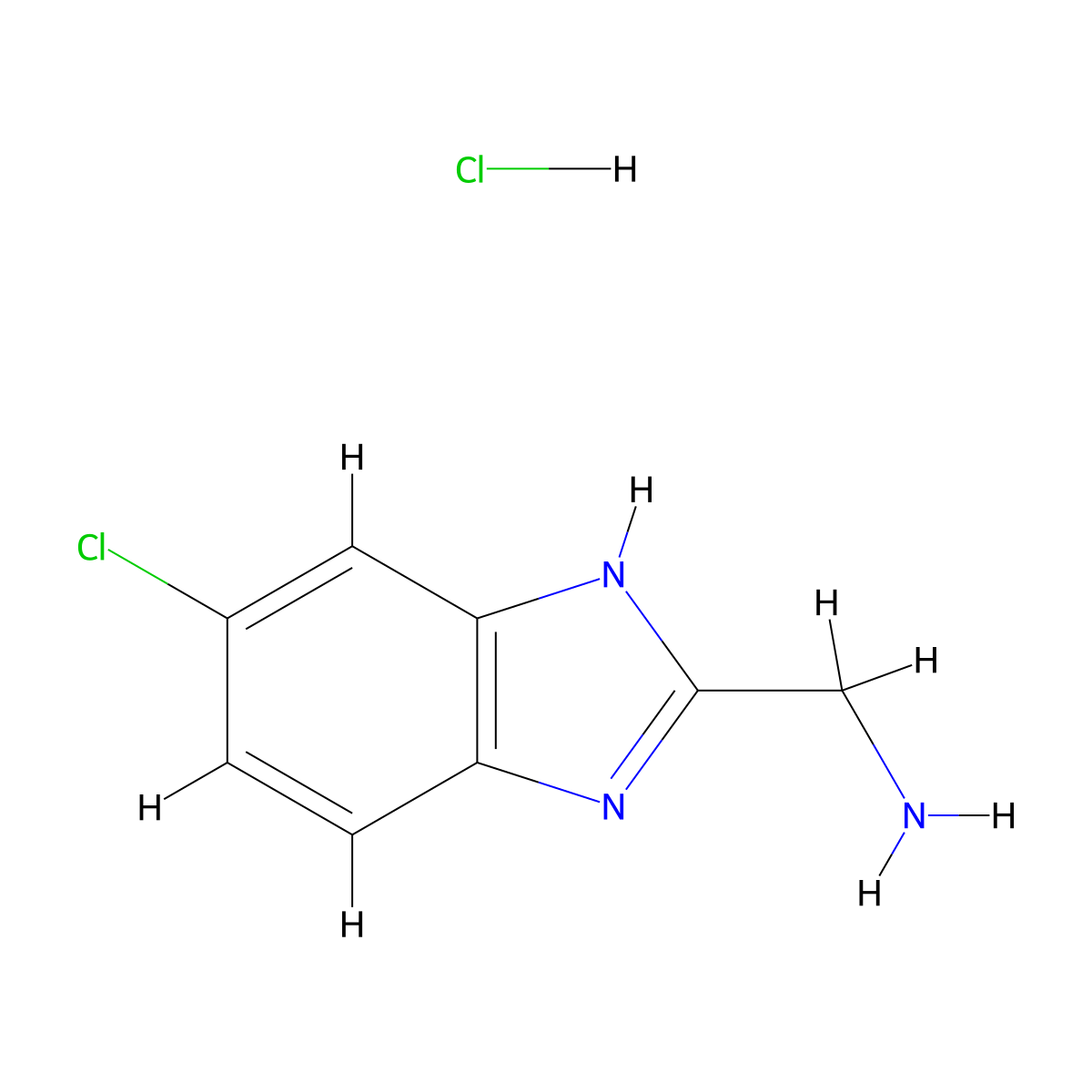 (5-chloro-1H-1,3-benzodiazol-2-yl)methanamine hydrochloride molecular structure, CAS 712275-25-7