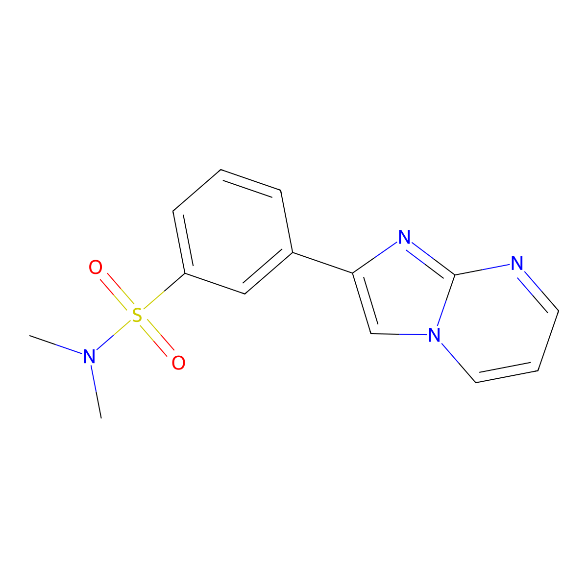 3-imidazo[1,2-a]pyrimidin-2-yl-N,N-dimethylbenzenesulfonamide molecular structure, CAS 712282-16-1