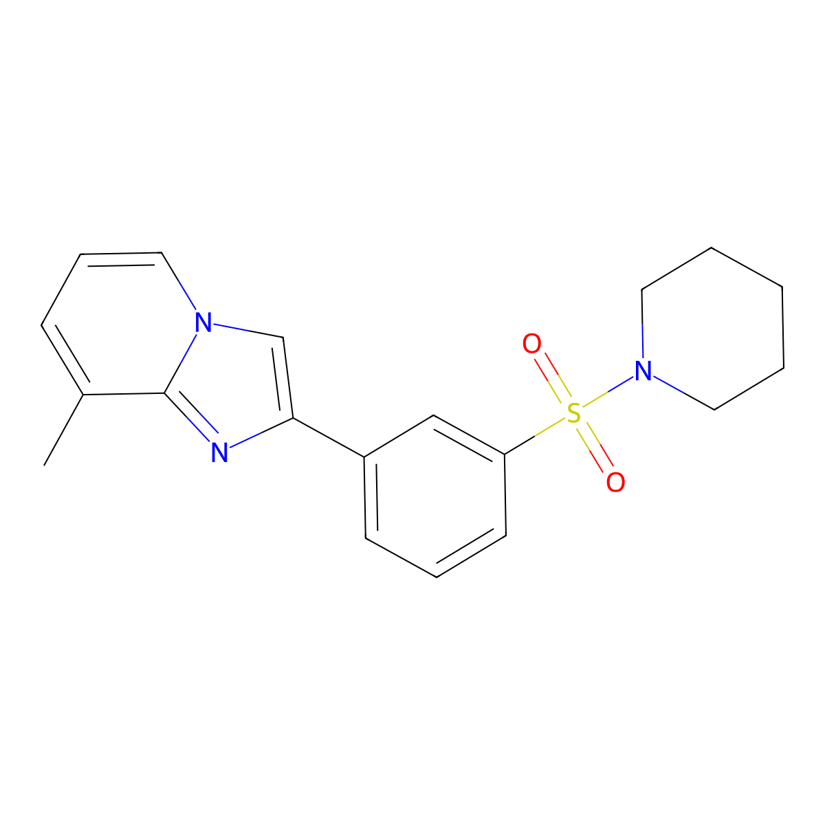 8-Methyl-2-[3-(piperidin-1-ylsulfonyl)phenyl]imidazo[1,2-a]pyridine molecular structure, CAS 712282-19-4