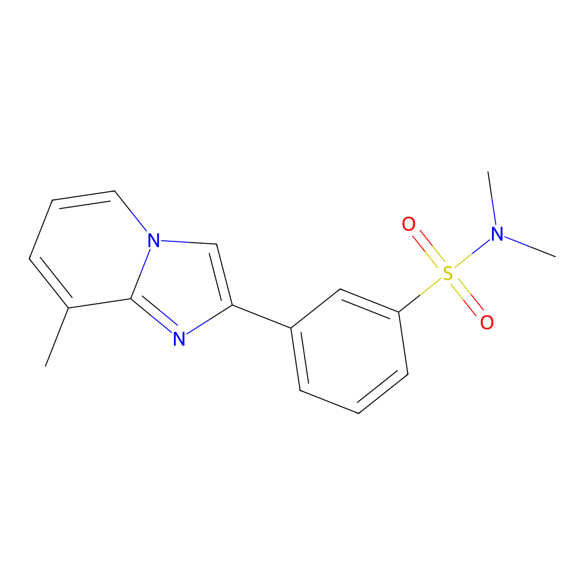 N,N-dimethyl-3-(8-methylimidazo[1,2-a]pyridin-2-yl)benzenesulfonamide molecular structure, CAS 712282-20-7