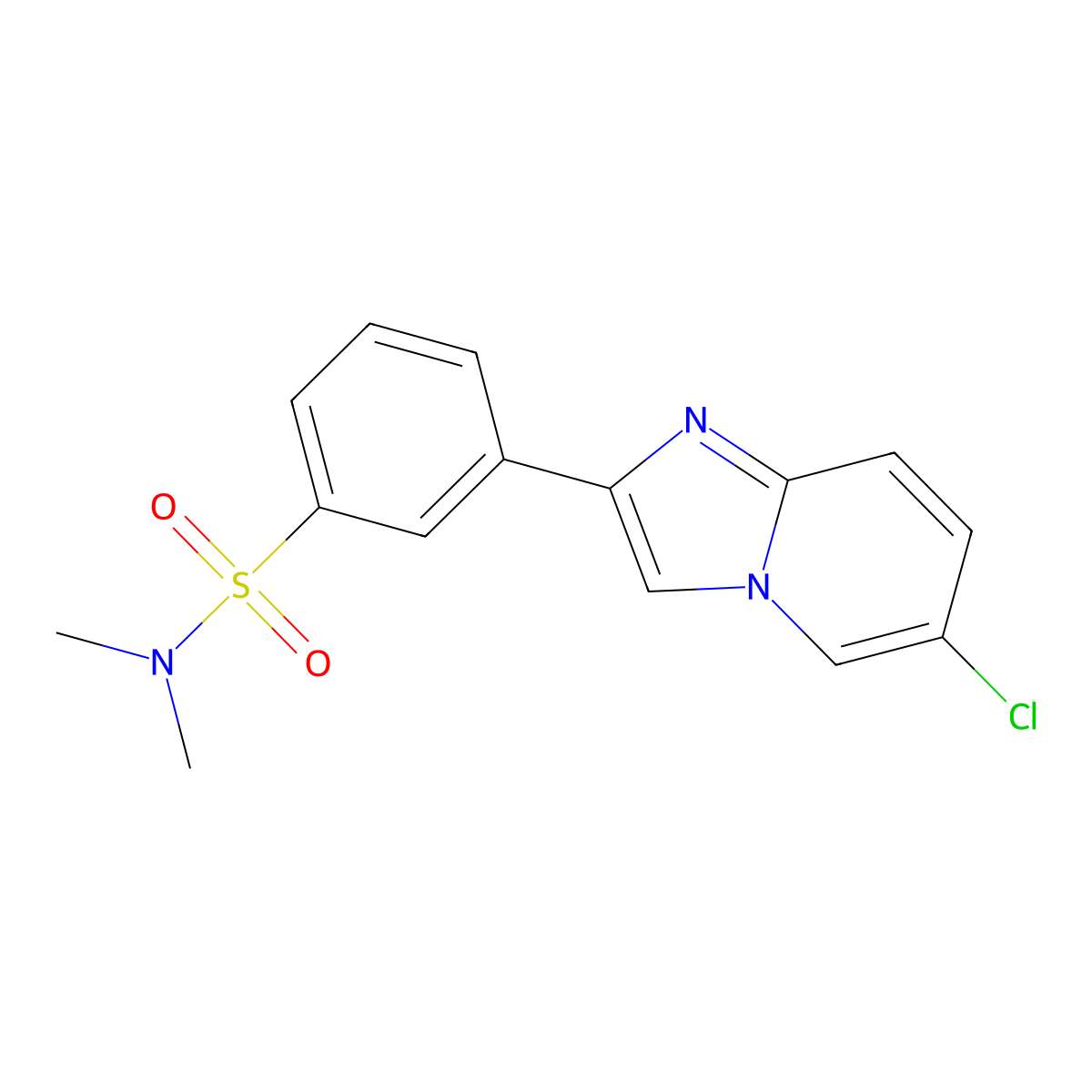 3-(6-chloroimidazo[1,2-a]pyridin-2-yl)-N,N-dimethylbenzenesulfonamide molecular structure, CAS 712282-21-8
