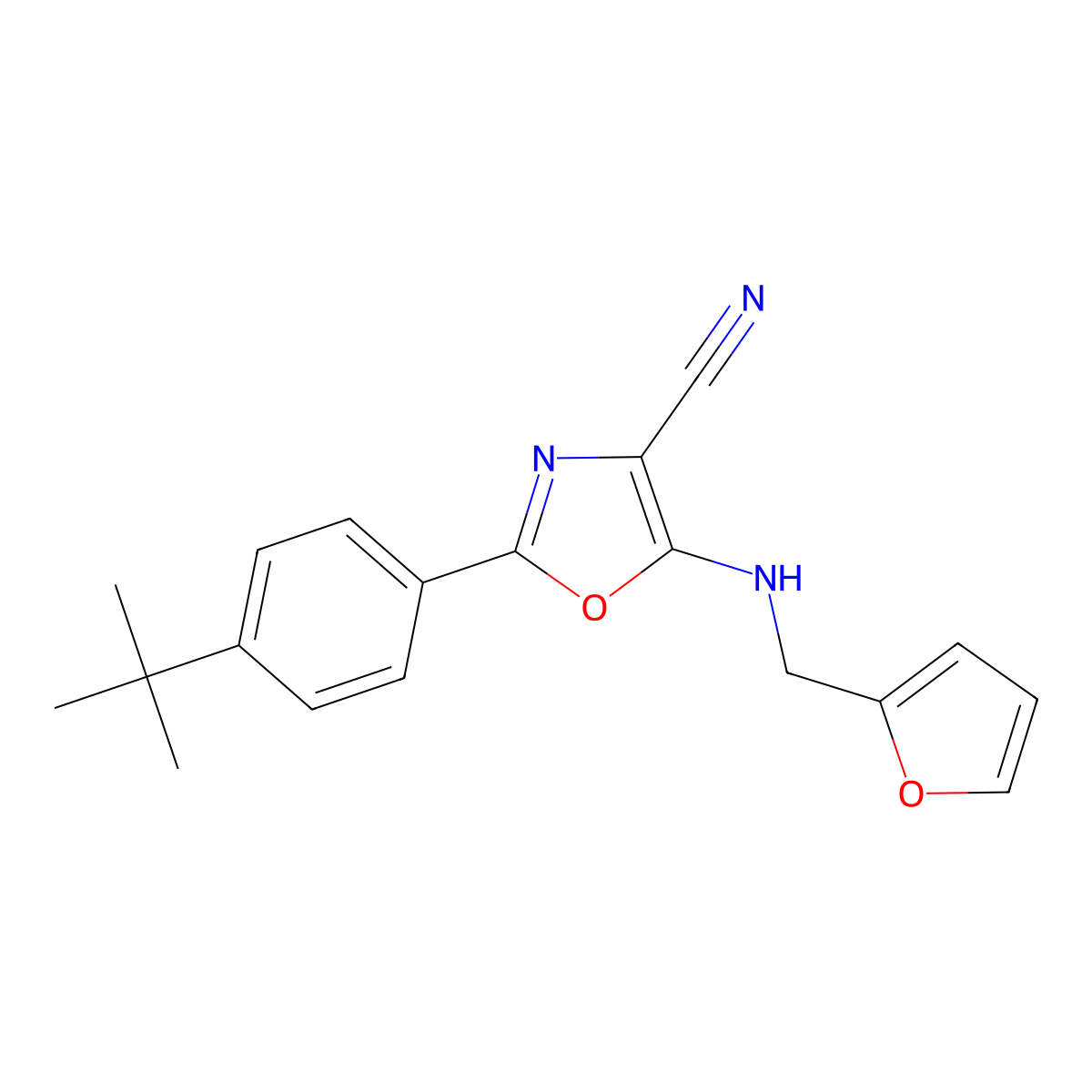 2-(4-Tert-butylphenyl)-5-(furan-2-ylmethylamino)-1,3-oxazole-4-carbonitrile molecular structure, CAS 712282-22-9