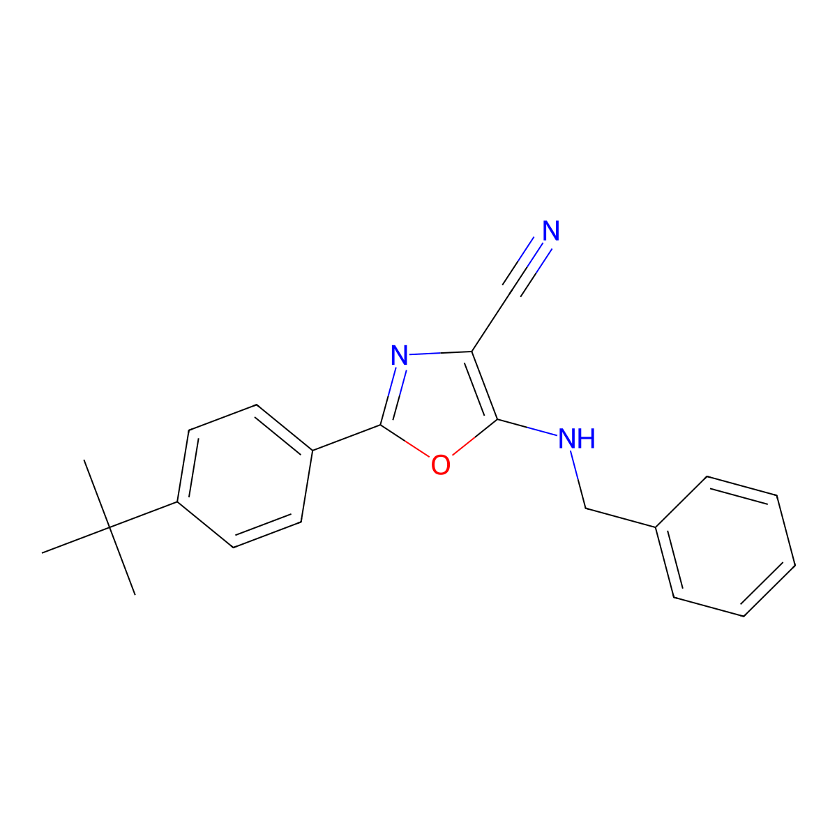 5-(Benzylamino)-2-(4-tert-butylphenyl)-1,3-oxazole-4-carbonitrile molecular structure, CAS 712282-23-0