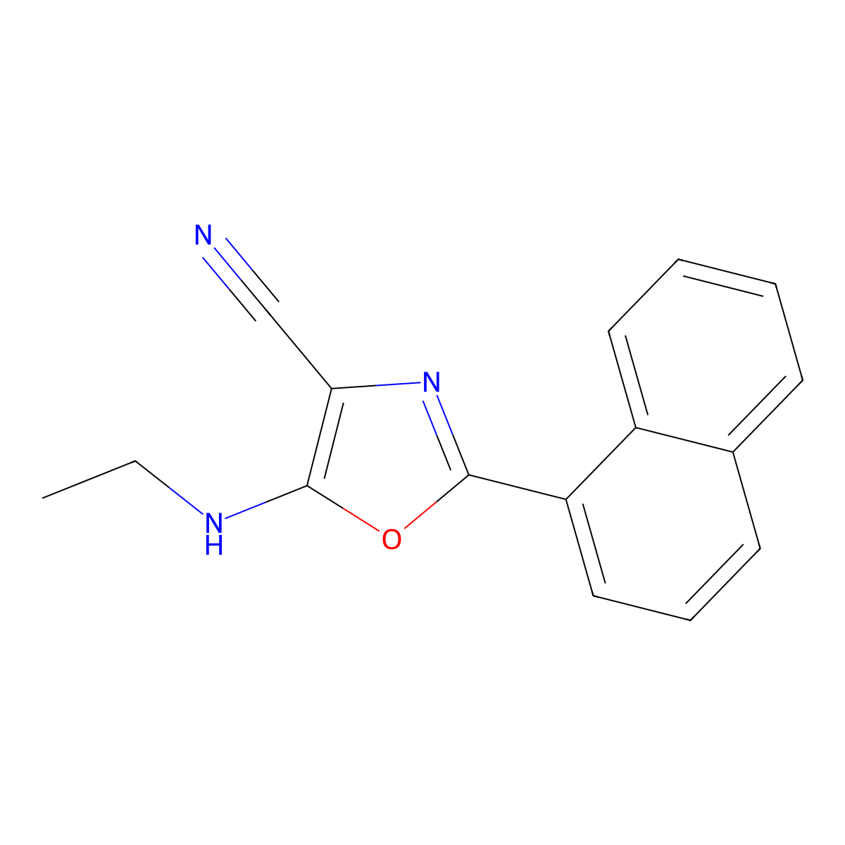 5-(Ethylamino)-2-(naphthalen-1-yl)-1,3-oxazole-4-carbonitrile molecular structure, CAS 712282-24-1