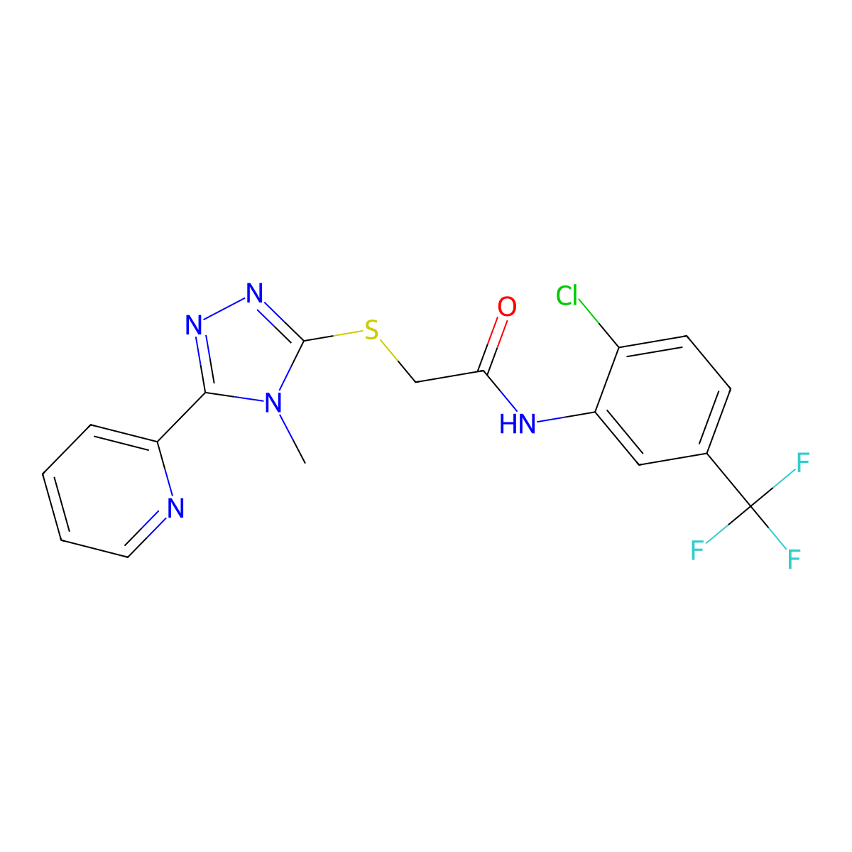 N-[2-chloro-5-(trifluoromethyl)phenyl]-2-[(4-methyl-5-pyridin-2-yl-1,2,4-triazol-3-yl)sulfanyl]acetamide molecular structure, CAS 712282-48-9