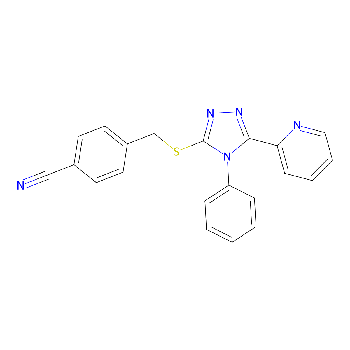 4-[(4-Phenyl-5-pyridin-2-yl-1,2,4-triazol-3-yl)sulfanylmethyl]benzonitrile molecular structure, CAS 712282-57-0