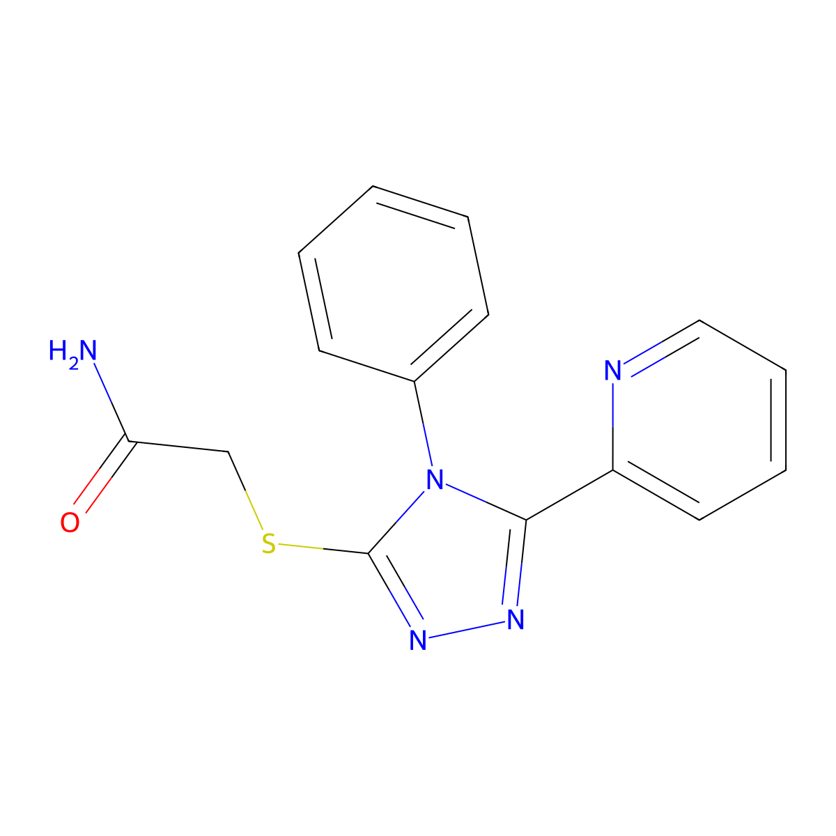 2-[(4-Phenyl-5-pyridin-2-yl-1,2,4-triazol-3-yl)sulfanyl]acetamide molecular structure, CAS 712282-58-1