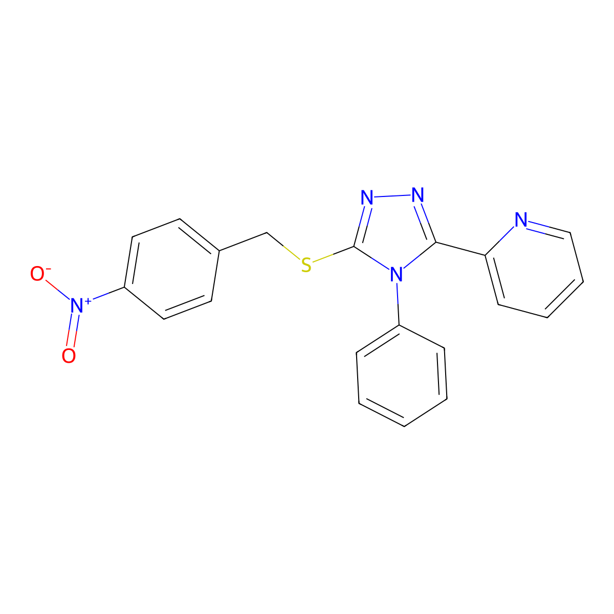 2-[5-[(4-Nitrophenyl)methylsulfanyl]-4-phenyl-1,2,4-triazol-3-yl]pyridine molecular structure, CAS 712282-59-2