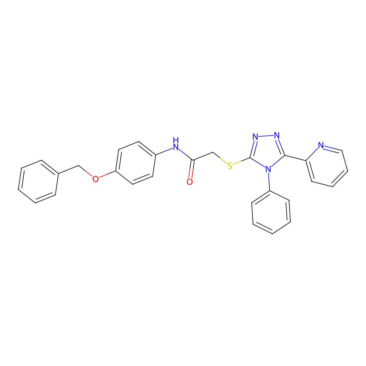 N-(4-phenylmethoxyphenyl)-2-[(4-phenyl-5-pyridin-2-yl-1,2,4-triazol-3-yl)sulfanyl]acetamide molecular structure, CAS 712282-61-6