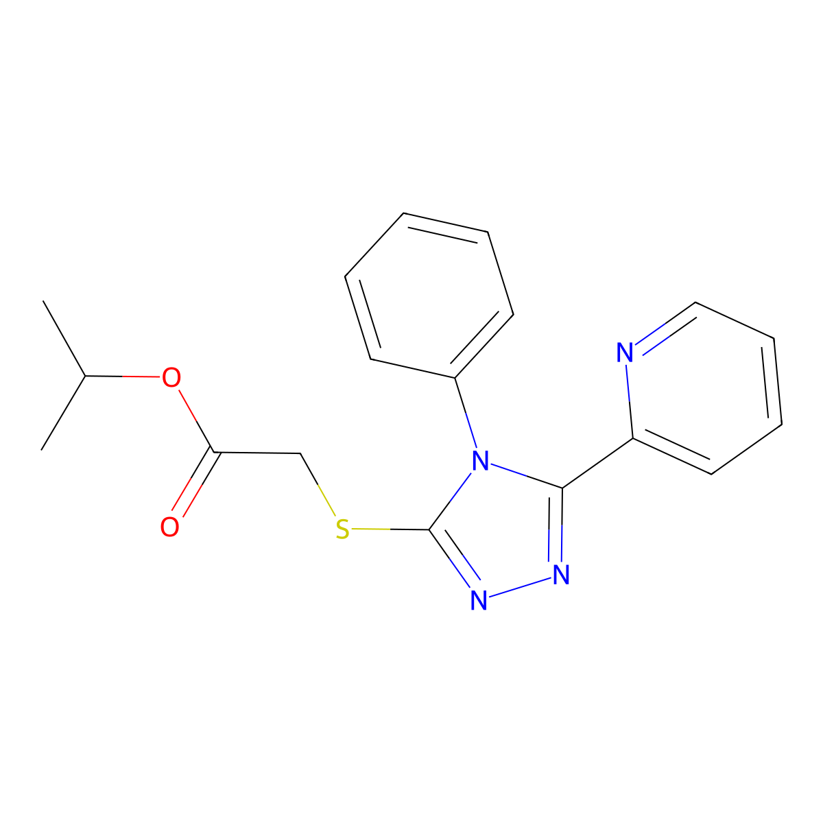 isopropyl {[4-phenyl-5-(2-pyridinyl)-4H-1,2,4-triazol-3-yl]thio}acetate molecular structure, CAS 712282-66-1