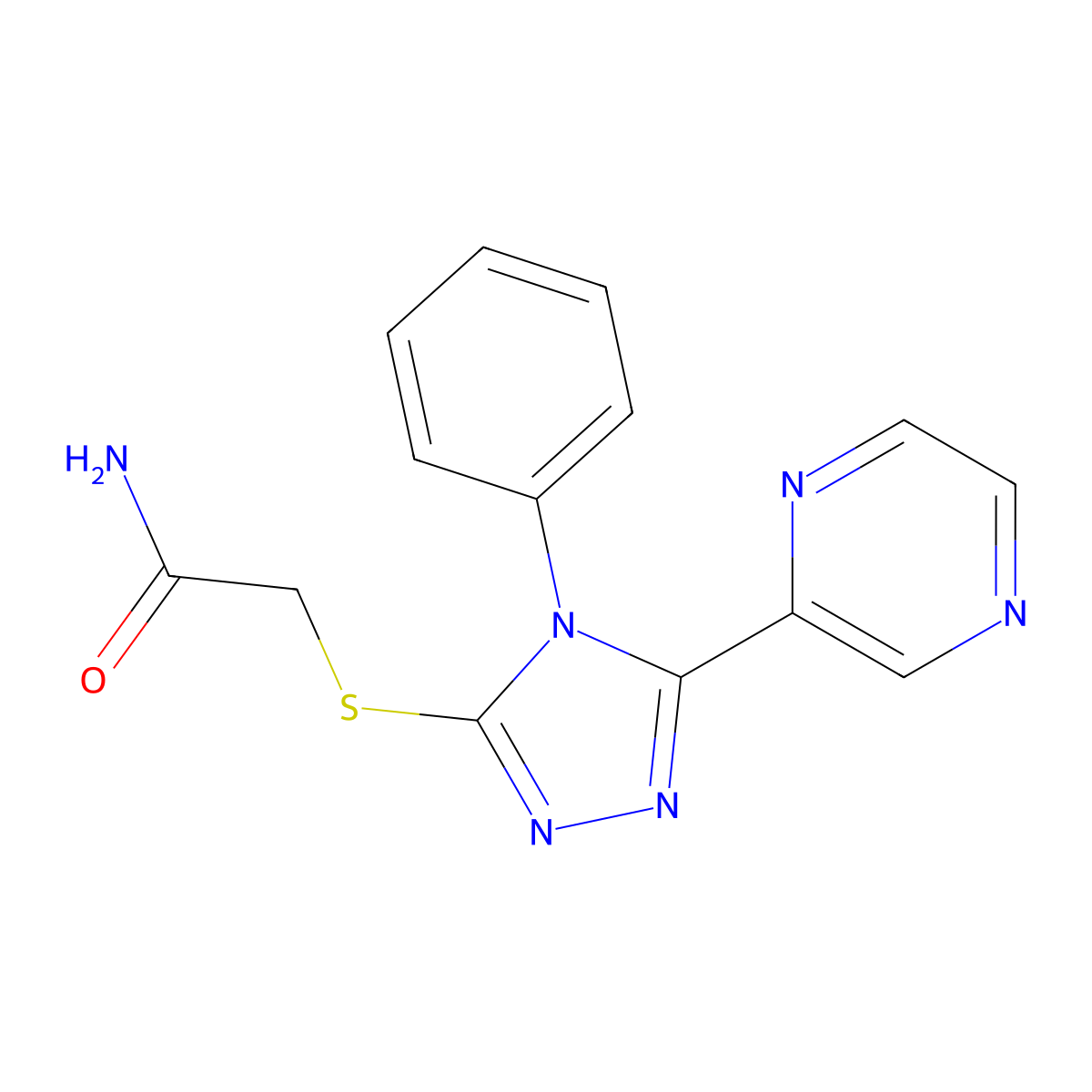 2-[(4-Phenyl-5-pyrazin-2-yl-1,2,4-triazol-3-yl)sulfanyl]acetamide molecular structure, CAS 712282-88-7