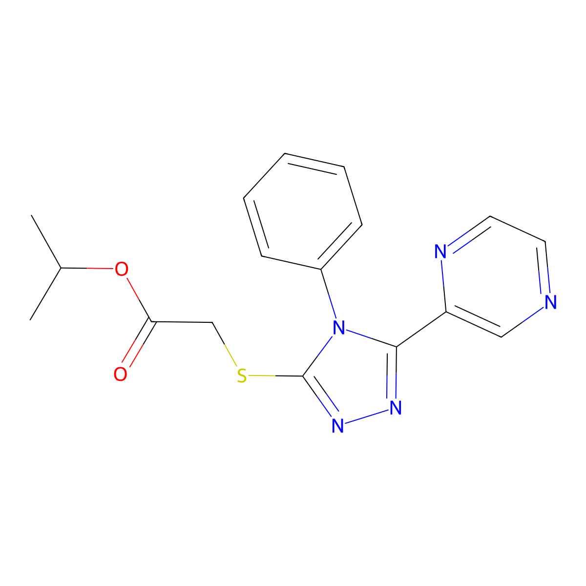 isopropyl {[4-phenyl-5-(2-pyrazinyl)-4H-1,2,4-triazol-3-yl]thio}acetate molecular structure, CAS 712282-97-8