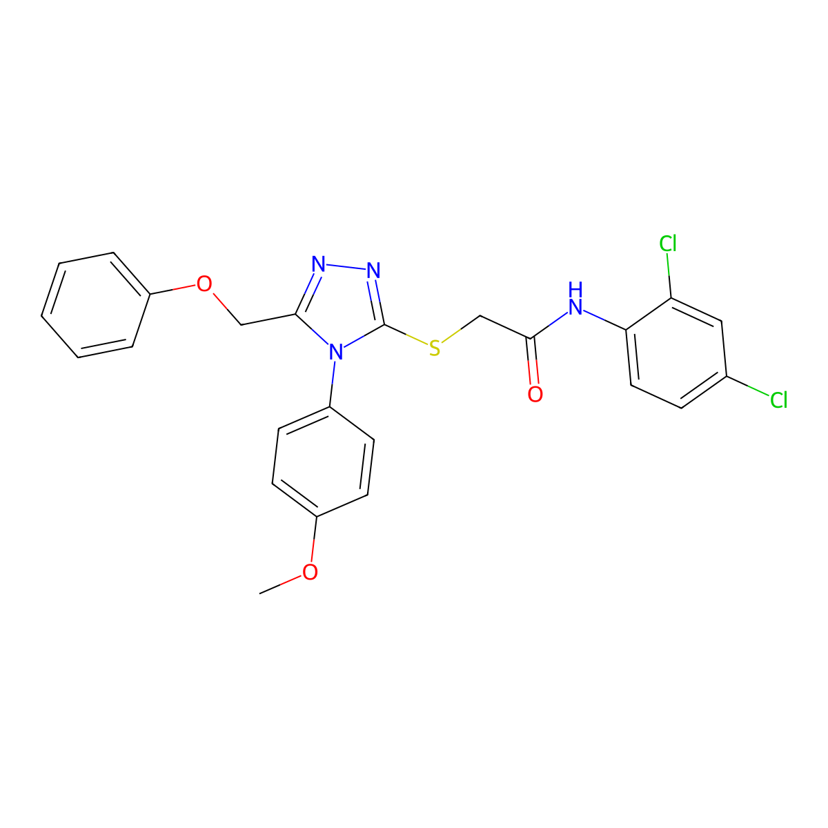 N-(2,4-dichlorophenyl)-2-[[4-(4-methoxyphenyl)-5-(phenoxymethyl)-1,2,4-triazol-3-yl]sulfanyl]acetamide molecular structure, CAS 712283-71-1
