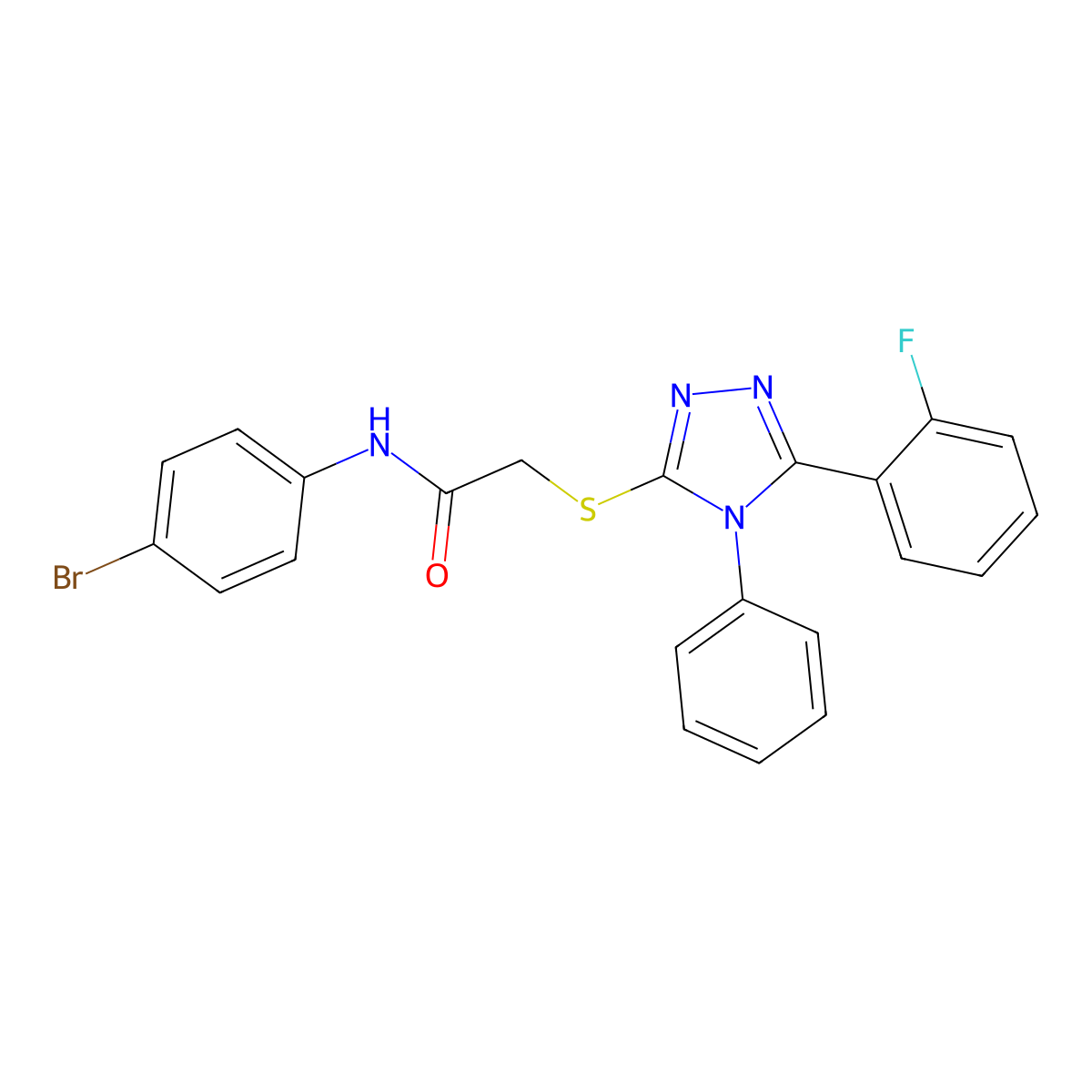 N-(4-bromophenyl)-2-[[5-(2-fluorophenyl)-4-phenyl-1,2,4-triazol-3-yl]sulfanyl]acetamide molecular structure, CAS 712283-80-2