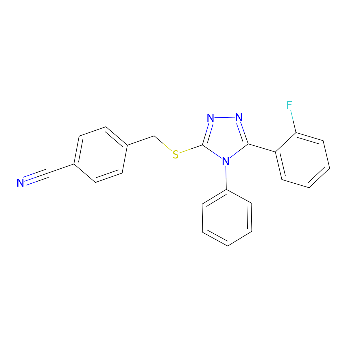 4-({[5-(2-fluorophenyl)-4-phenyl-4H-1,2,4-triazol-3-yl]sulfanyl}methyl)benzonitrile molecular structure, CAS 712283-81-3
