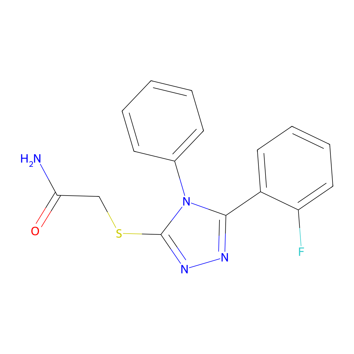 2-[[5-(2-Fluorophenyl)-4-phenyl-1,2,4-triazol-3-yl]sulfanyl]acetamide molecular structure, CAS 712283-82-4