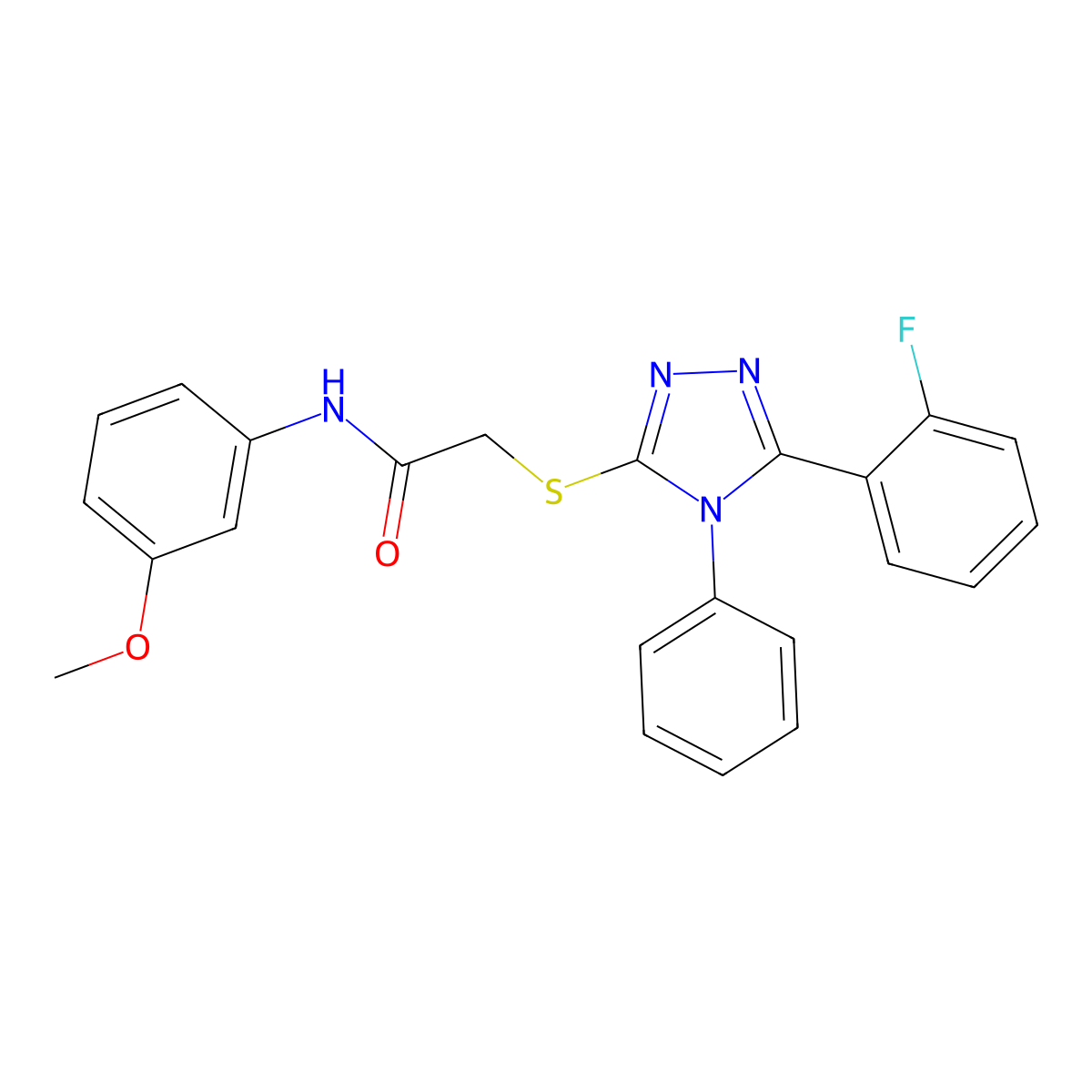 2-[[5-(2-fluorophenyl)-4-phenyl-1,2,4-triazol-3-yl]sulfanyl]-N-(3-methoxyphenyl)acetamide molecular structure, CAS 712283-83-5