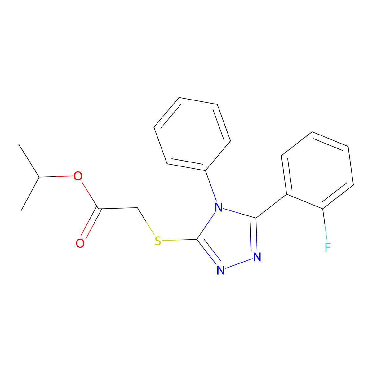 Methylethyl 2-[5-(2-fluorophenyl)-4-phenyl-1,2,4-triazol-3-ylthio]acetate molecular structure, CAS 712283-88-0