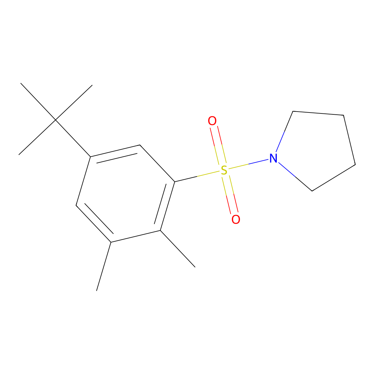 1-(5-Tert-butyl-2,3-dimethylphenyl)sulfonylpyrrolidine molecular structure, CAS 712284-20-3