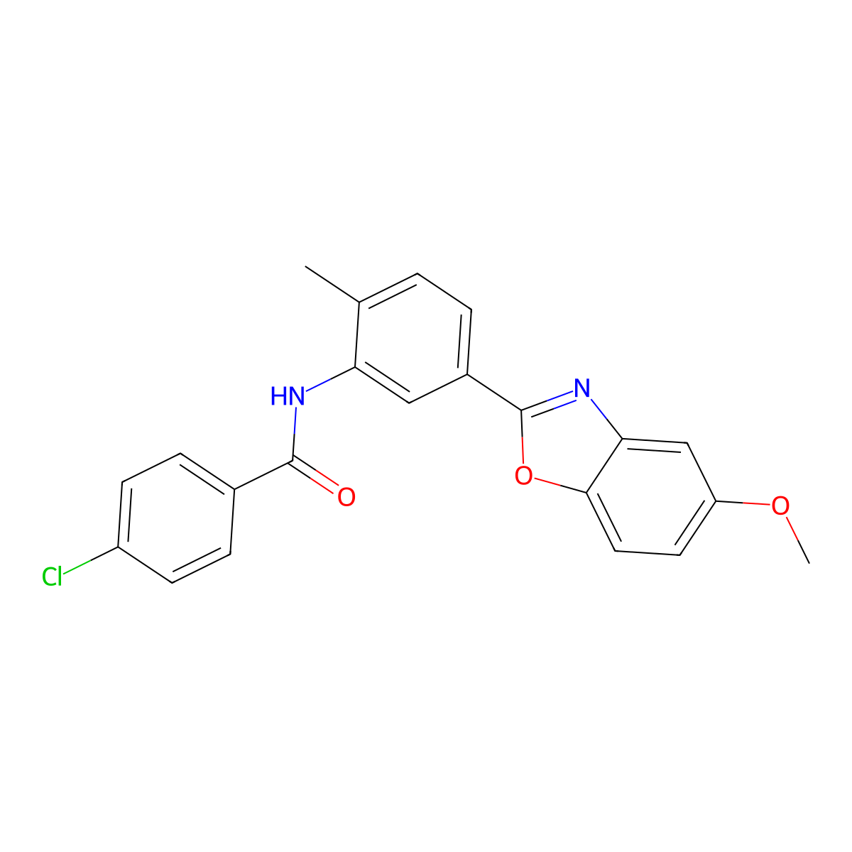 4-chloro-N-[5-(5-methoxy-1,3-benzoxazol-2-yl)-2-methylphenyl]benzamide molecular structure, CAS 712284-25-8