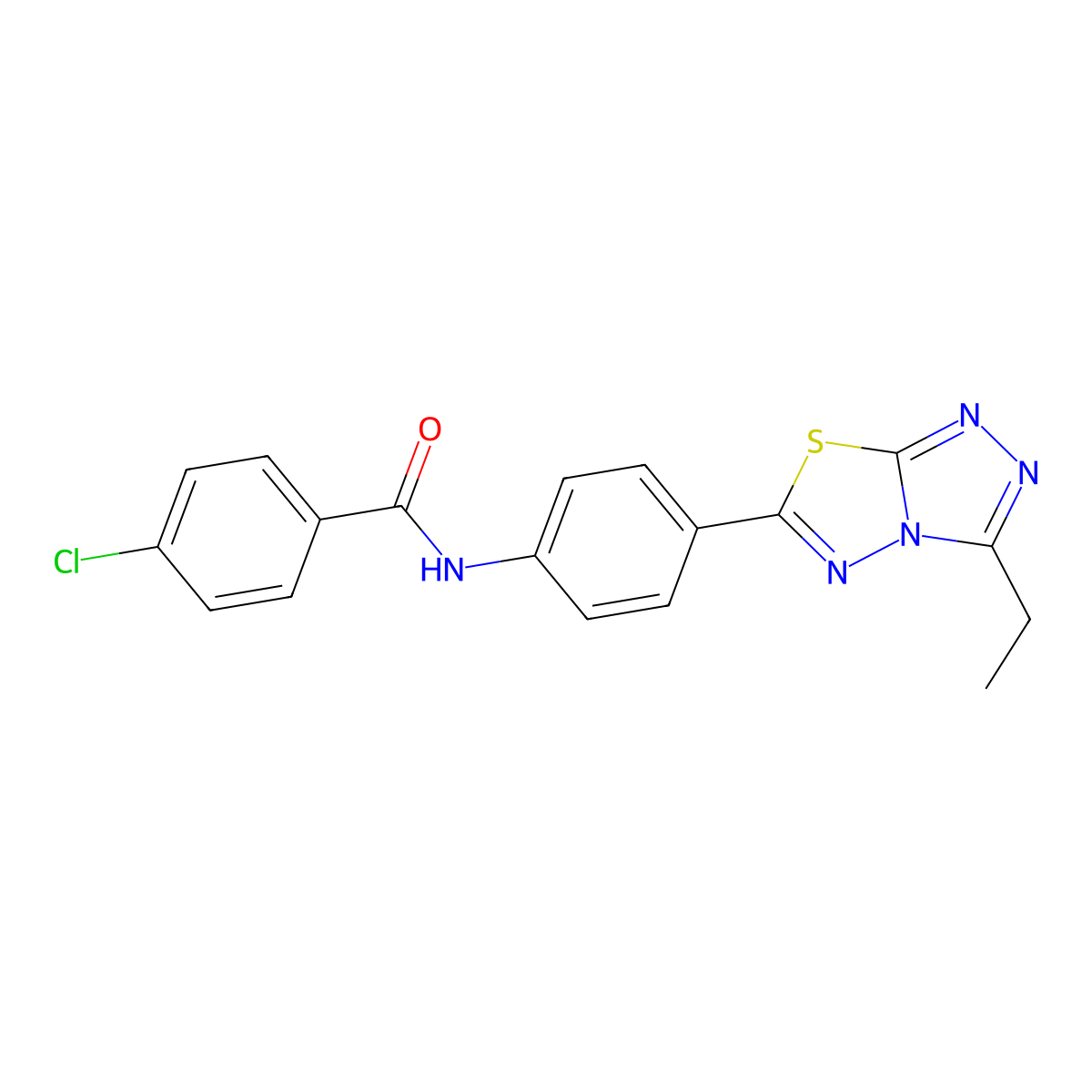 4-chloro-N-[4-(3-ethyl[1,2,4]triazolo[3,4-b][1,3,4]thiadiazol-6-yl)phenyl]benzamide molecular structure, CAS 712284-26-9