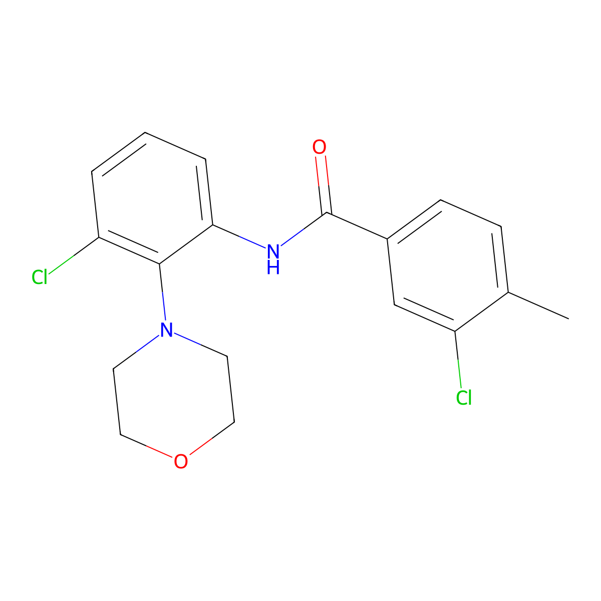 3-chloro-N-(3-chloro-2-morpholin-4-ylphenyl)-4-methylbenzamide molecular structure, CAS 712284-27-0